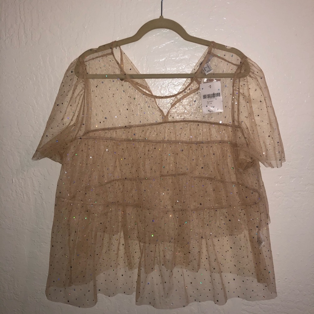 Sheer tulle sparkle blouse